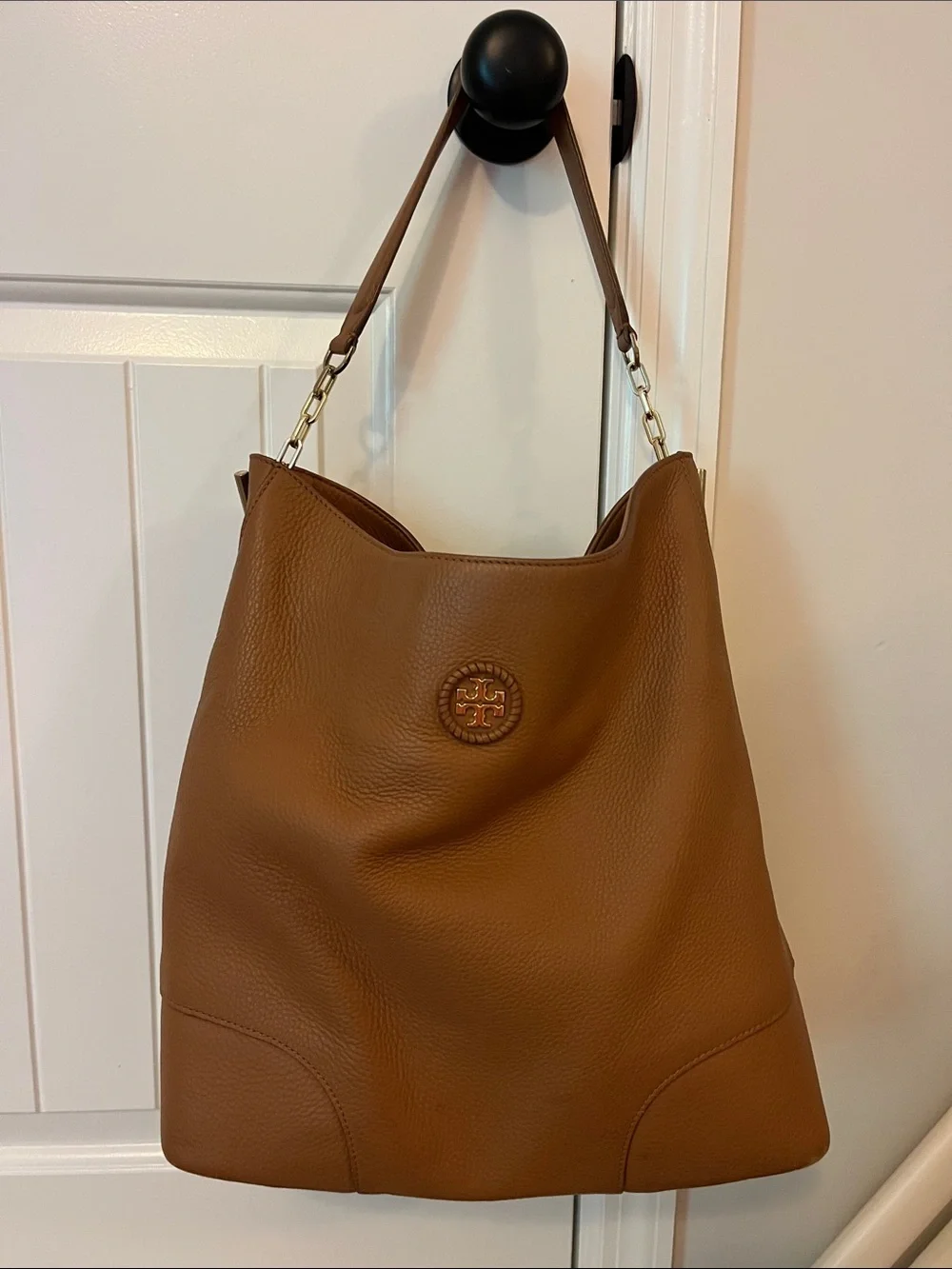 Tory Burch Cognac Pebbled Leather Hobo